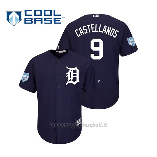 Maglia Baseball Uomo Detroit Tigers Nick Castellanos Cool Base Entrenamiento De Primavera 2019 Blu
